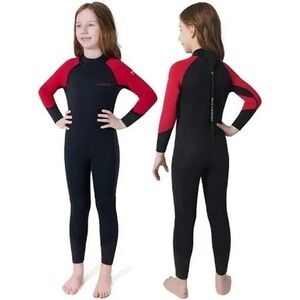 Dark Lightning Unisex Kids Wetsuit 4T Black/Red Neoprene Full Body Explorer Swim